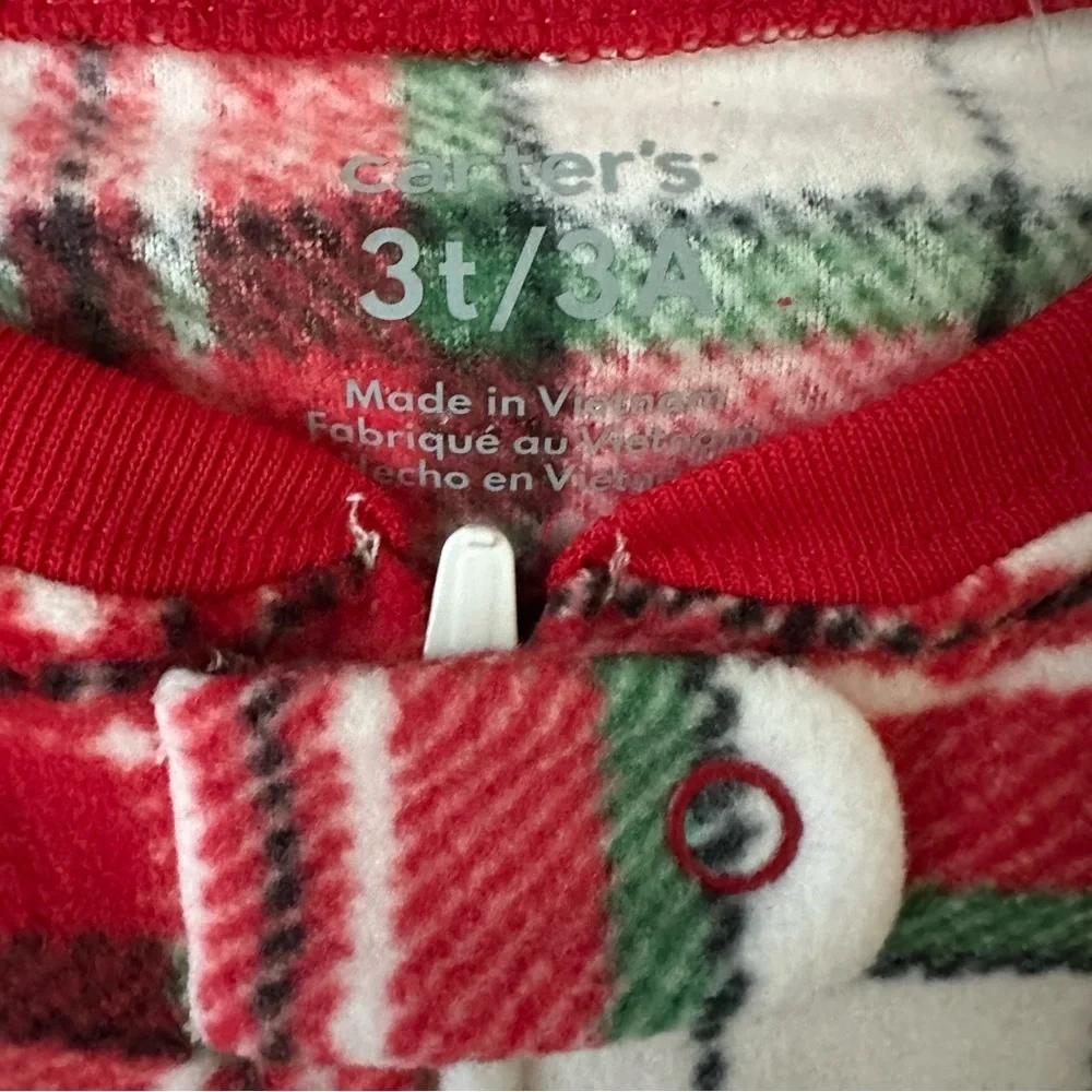 Carter's Red and White Plaid Footed One Piece Pajama Size 3T